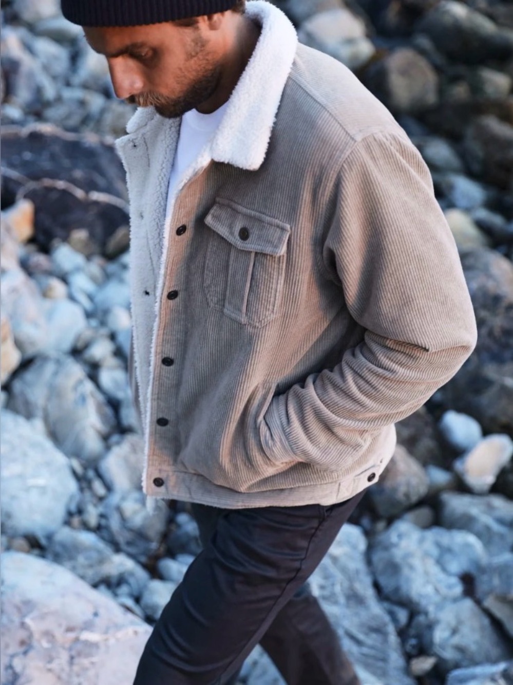 Katin Harris Corduroy Sherpa-Lined Trucker Jacket - Size L
